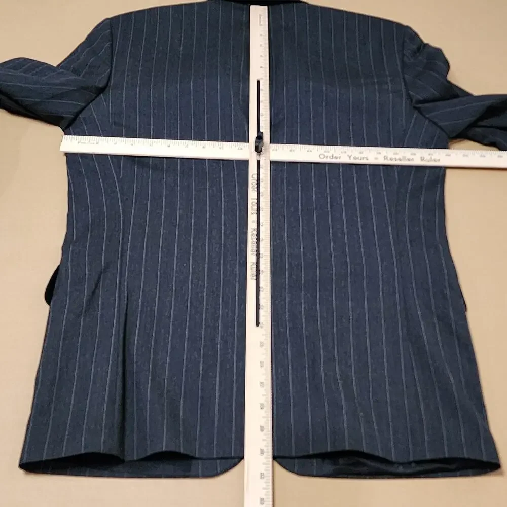 Oscar De La Renta Suit Jacket Mens 40 Gray Wool Pinstripe Two Button Blazer